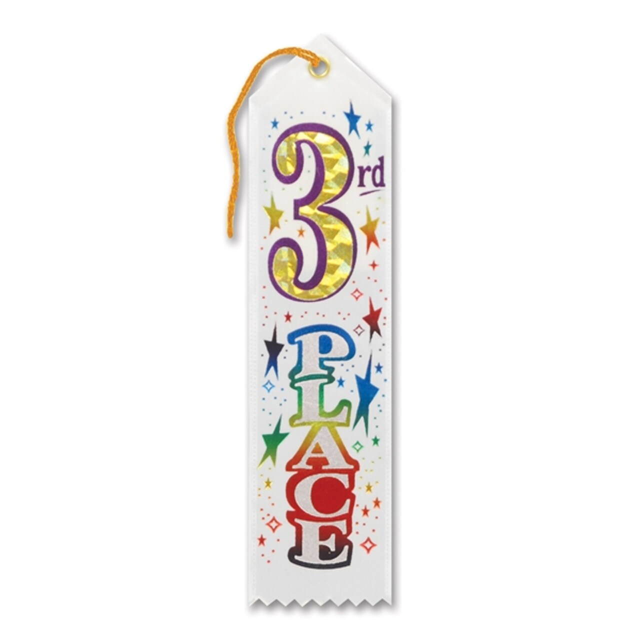 Beistle Club Pack of 6 White 3rd Place School and Sporting Event Award Ribbon 8"